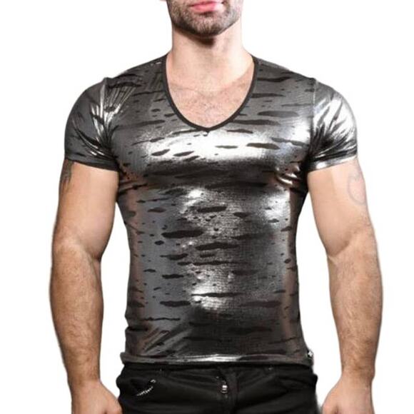 Andrew Christian Liquid Silver Tee Large - Picture 12 of 15